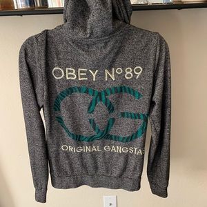 Dark Gray Obey Zip-up Sweatshirt small